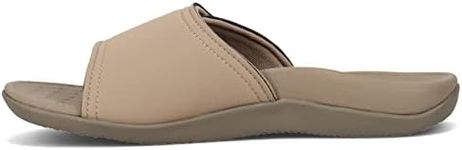 Vionic Tide Kiwi Unisex Adjustable Slide Sandal - Supportive Recovery Flat Sandals That Include Three-Zone Comfort with Orthotic Insole Arch Support, Medium Fit, Camel Khaki, 11 Women/10 Men