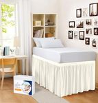 Dorm Bed Skirt Twin XL Size 36 inch Drop Ivory Solid Bed Skirt Stylish Ruffled Pattern Split Corner Easy Fit Easy Care Fade & Wrinkle Resistant-Polycotton Made