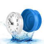 Bathroom Clock, Suction Cup Wall Clock Waterproof Bath Shower Clock for Kitchen Bathroom (Blue)