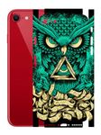 AtOdds - Compatible for iPhone SE (2022) - Mobile Back Skin Sticker - Lamination - Rear Screen Guard Protector Film Wrap (Coverage - Back+Camera+Sides) (Design - Green Owl)