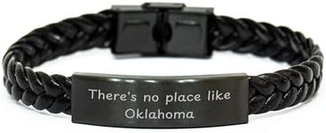 CUCOLUS Oklahoma Braided Leather Bracelet, There's No Place Like Oklahoma, Christmas Unique Gift for Men, Women, Friends, Family, Coworkers