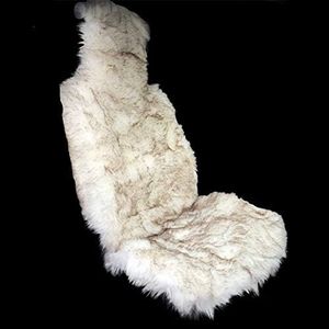Faux Fox Fur Car Seat Cover for Cars SUV Trucks Universal Fit, Soft Plush Synthetic Fox Buck Fur Car Seat Cushions by FLMaples (White Brown Tip)