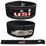 USI UNIVERSAL Weight Lifting Belt, 790LEV Lever Buckle Leather Power Lifting Belt (Medium Size, Pack of 1, Black) For Men & Women Weightlifting Competition Workout Training Weight Lifting Belts