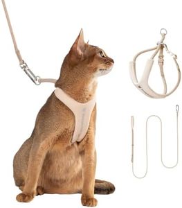BuddyArmor Escape Proof Cat Harness and Leash Set, Adjustable Y Shape Cat Harness Quick Release Buckle Anti-Choke Soft Padded Cat Vest Harness Hands Free Rope Leash Set for Cats≤22lbs (Earth, S)