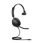 Jabra Evolve2 40 PC Headset - Noise Cancelling Microsoft Teams Certified Mono Headphones With 3-Microphone Call Technology - USB-C Cable - Black