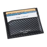 Tru Virtu® Ultra Slim Wallet Carbon Card Case I Credit Card Case I Card Case RFID NFC Protection I Genuine Italian Leather Card Case I Card Storage I Slim Wallet I Card Holder