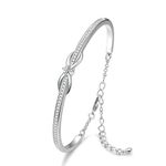 Praelinos Infinity Love Bracelet for Women White/Rose Gold Plated Bangle Silver Tone Jewelry 5A Cubic Zirconia Bracelets for Christmas Mother's Day Valentine's Day Birthday Gifts for Mom Wife Girlfriend Sister Girls Her