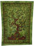 World Wide Kart Green Tree Of Life Tapestry Large Wall Hanging Psychedelic Tapestries Indian Cotton Twin Bedspread Hippie Bedroom Home Decor Art Living Room Dorm Bohemian Plant Magical Forest 54x84 In