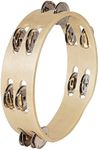 Kalos KP_TMW8-2O 8-Inch Cutaway Wooden Tambourine with Double Rows of Jingles