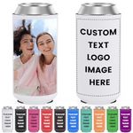 Custom Slim Can Coolers, 30 pcs White Can cooler Sleeve Personalized Bulk Can Insulator for Soda, Beer, Other Beverages