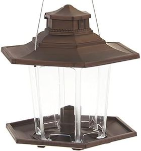 More Birds Small Lantern Bird Feeder, Gazebo-Style Wild Bird Feeder, 6 Feeding Stations, 2.6 lb Seed Capacity, Brown
