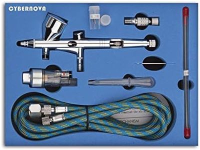 CYBERNOVA SP180K Kit Profesional de doble acción de aire de control de aire de control aerógrafo con 0,2/0,3/0.5 mm de aguja pistola de pincel de aire para el maquillaje Modelo Nail Body Paint Art