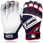 Franklin Sports MLB Power Strap Batting Gloves, Pearl/Navy/Red, Youth Large