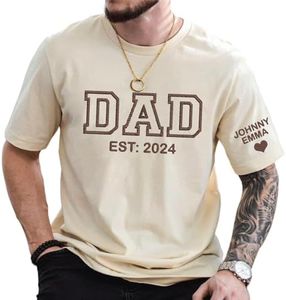 Love Signal Personalized Embroidered Dad Shirt - Custom Dad Shirt for Men, Dad Shirt with Kid's Name on Sleeve, Dad Shirt, Dad Gifts for Father's Day, Christmas