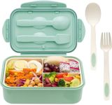 Bento Lunch Box for Kids Children with Spoon & Fork Food Storage Box,Food Storage Box BPA-Free and Food-Safe Materials (Green)