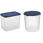 Signoraware Modular Rectangular Container, 9 Litre, Blue Modular Round Plastic Container, 5.5 Litres, Set Of 1, Mod Blue