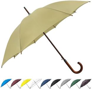 SoulRain 48" Arc Classic Wood Handle Umbrella Auto Open Windproof clear Unbreakable Stick Rain Umbrella (Beige)