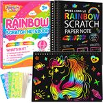 Rainbow Scratch Notebook Drawing Paper: Black Scratch Off Art Crafts Supplies Coloring Kit Toy for Kids Ages 3-9 Girls Boys DIY Children's Birthday Christmas Easter Party Favor Activities Gift 3 Pack