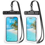 2 Pack Waterproof Phone Pouch, Waterproof Phone Case for iPhone 15 Pro Max Plus, Galaxy S24 S23 S22, Pixel 8a 7a Up to 7.2", Underwater Dry Bag Beach Vacation, Black & Black