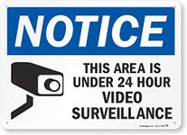 SmartSign Plastic Sign, Legend "Notice: Area is Under 24 Hour Video Surveillance" with Graphic, 10" High X 14" Wide, Black/Blue on White