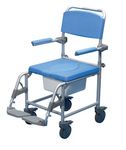 HOMECRAFT Deluxe Wheeled Shower Commode Toilet Chair, Armrests, Footrests, Padded Seat, Bucket, Brakes, Wheeled Chair, Bedroom Commode