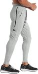 BROKIG Men's Lightweight Joggers Track Pants,Workout Gym Athletic Sweatpants for Men with Zip Pockets(Light Gray,XX-Large)