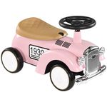 AIYAPLAY Kids Ride on Sliding Car, Foot To Floor Slider with Steering Wheel, Horn, Under Seat Storage and Safety Design, No Power, Suitable for 12-36 Months, Pink