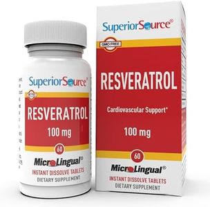Superior Source Resveratrol 100 mg, Quick Dissolve MicroLingual Tablets, 60 Ct, Cardiovascular Health, Healthy Aging, Brain Health, Antioxidant Support, Gluten-Free, Non-GMO