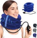 LuxoCare Cervical Neck Traction Device - Adjustable Neck Stretcher for Support & Tension Release, Neck Hump Corrector, Spinal Alignment and Daily Comfort, for Home & Travel Use (Black)