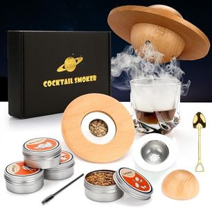 Cocktail Smoker Kit with 4 Wood Chips, Old Fashioned Whiskey Smoker Drinks Kit, Whisky Smoker for Cocktails, Wine, Whiskey, Bourbon, Husband, Dad