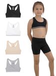 CHARM N CHERISH Multicolor Girls Sports Bra, Non Padded Cotton Bras-Slip On Teenage Bras-Combo Pack-Solid Printed, Pack of 4, 9-10 Years