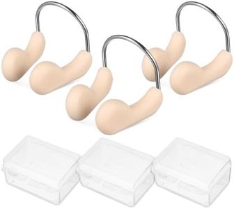 SUPVOX 3 Pcs Silicone Nose Clips for Swimming, Anti-Slip Clips for Kids and Adults, Waterproof Diving Nose Protectors with Box, Beige