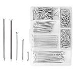 D.A.Y. Republic 250 Assorted Flat Head Nails Perfect for Wood and Hanging Pictures, Long, Medium and Small Wall Nails for DIY and Crafts, Home Décor, Woodwork, Furniture and Construction, Silver