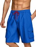 TSLA Men's Swim Trunks, Quick Dry Beach Swimming Board Shorts, Bathing Suits with Inner Mesh Lining and Pockets, MSB01-BLU Large