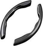 Automaze New Carbon Fiber ABS Texture Steering Wheel Grip Cover for Cars, Safe and Non Slip Car Interior Accessory (Carbon Black)