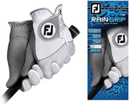 FootJoy Men's RainGrip Pair Golf Glove White Large, Pair