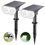 Linkind StarRay Solar Spot Lights Outdoor, 16 LEDs IP67 Waterproof Dusk-to-Dawn Outdoor Lights, 6500K Daylight Solar Lights Outdoor for Garden Wall Yard Landscape Pathway Walkway Driveway 2 Pack