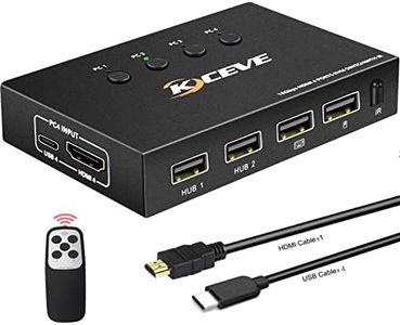 KVM Switch 4 Port Box 4K @ 60Hz,MLEEDA USB y HDMI Switch para 4 ordenadores para compartir un monitor UHD y 4 dispositivos USB, teclado ratón impresora, con mando a distancia y 5 cables