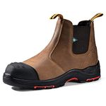 SAFETOE CSA Safety Boots for Mens &Women Chelsea Composite Toe Work Boots Cow Leather Work Construction Boots Lightweight Work Safety Shoes