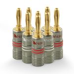 Nakamichi Ultimate Series 24k Gold Plated Beryllium Red Copper Banana Plug 12 AWG - 18 AWG Gauge Size 4mm for Speakers Amplifier Hi-Fi Stereo Receiver Audio Wire Cable Connector 8 Pcs (4-Pairs)