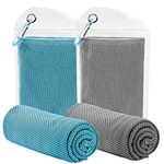 Cooling Towel, 2 Pack (100x30cm) Ice Towel for Neck & Face During Sports, Microfibre Quick Dry Towel Soft Breathable Chilly Towel for Running, Yoga, Golf, Gym, Camping, Work & Hot Weather (Blue/Grey)