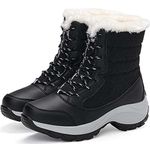 Women's Winter Boots Waterproof Warm Faux Fur Lined Ladies Snow Boots Fashion Mid Carf Leather Duck Boots Lace Up Insulated,B,38