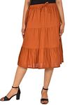 COTTON BREEZE Women's A-line Skirt (Brown)