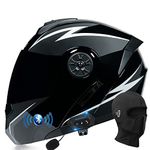 Motorbike Bluetooth Modular Helmet Full Face Flip Up Motorcycle Helmet, DOT/ECE Approved, Lightweight Ventilation Design, with Double Visor Microphone, for Adult Men and Women S~XL