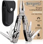 Bovgero Self Locking Multitool Plier, 15 in 1 Handmade Multi Tool Plier with Nylon Sheath, Spring Inside Multi-tool, Birthday Christmas Father's Day Gift for Men Women Him Her Husband Boyfriend