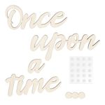 Once Upon a Time Sign, Wooden Reading Corner Decor with 20 Dispensing Glue Once Upon a Time Wall Decal Nursery Sign Kids Room Stickers Decor Aesthetic for Baby Shower Birthday Gift Room Decor