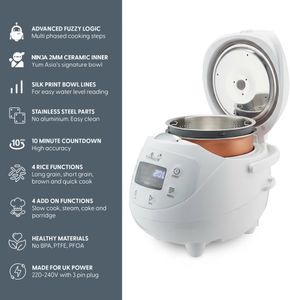 Yum Asia Panda Mini Rice Cooker – Arctic White, Compact 3-Cup