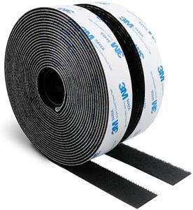 3M Hook and Loop Self Adhesive Tape 1" x 20Ft (240 Inch) 9448A Sticky Back Interlocking Nylon Fabric Fastener Heavy Duty Adhesion Strip Tape Black(9448AF)