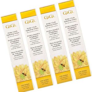 GiGi Waxing Strips for Hair Waxing/Hair Removal, Petite Cloth Epilating Strips for Soft Hair Removal, 100 Strips x 4 Pack