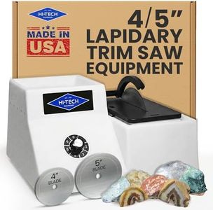 Hi-Tech Diamond 4"/5" Lapidary Trim Saw - Stone Cutter Equipment, Glass Cutter, Diamond Blades Included, Rock Polisher & Cutting Tool Set for Gems, Minerals, Stones and Crystals – 4/5 Inch, 115V Only